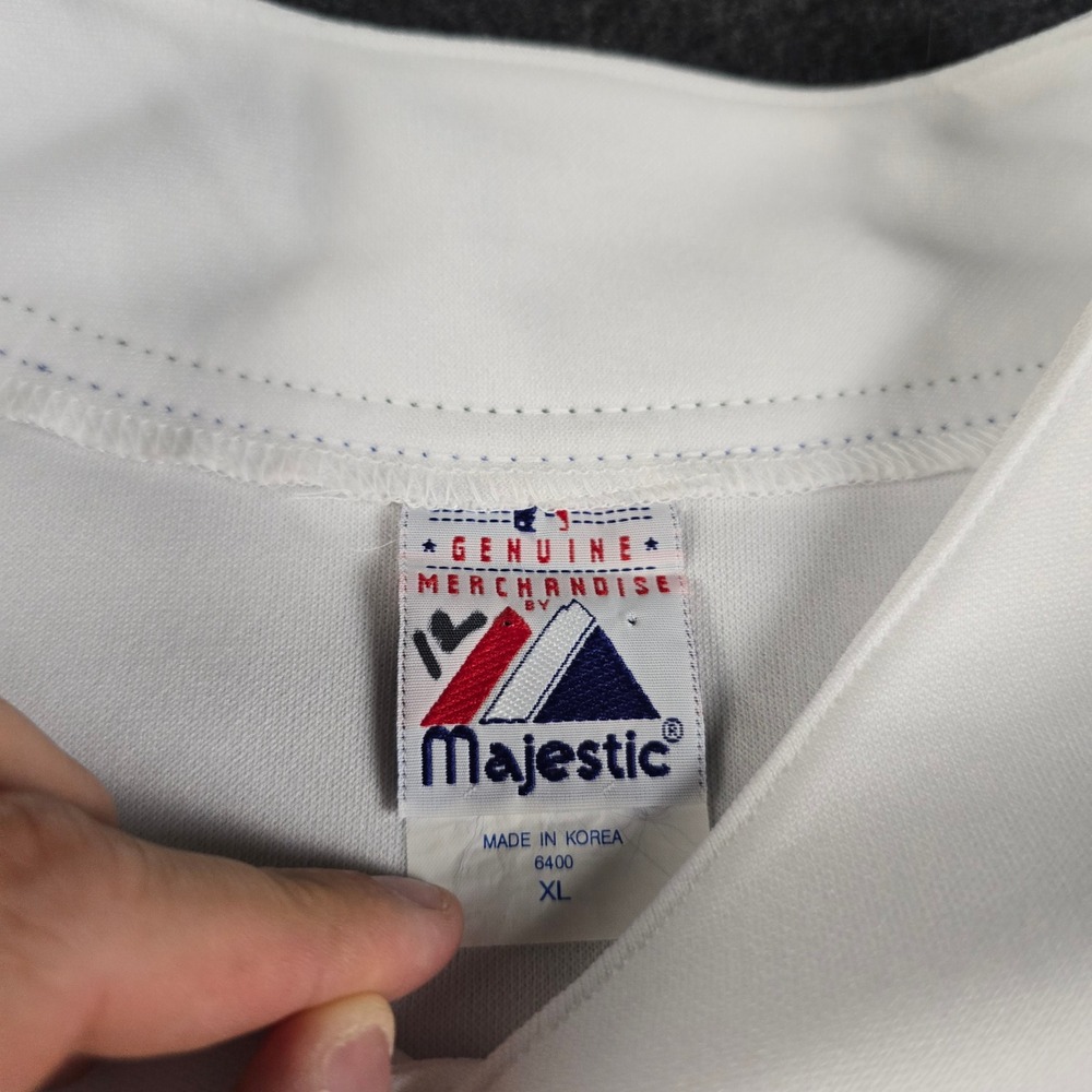 Vtg 90s Majestic Tampa Bay Rays MLB Baseball Jersey White Green Men's XL - Picture 3 of 11